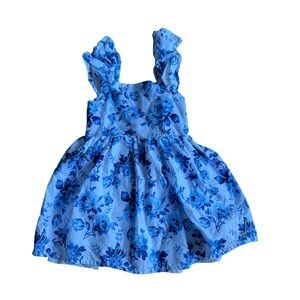 Tahari Blue Pleated Ruffled Sundress